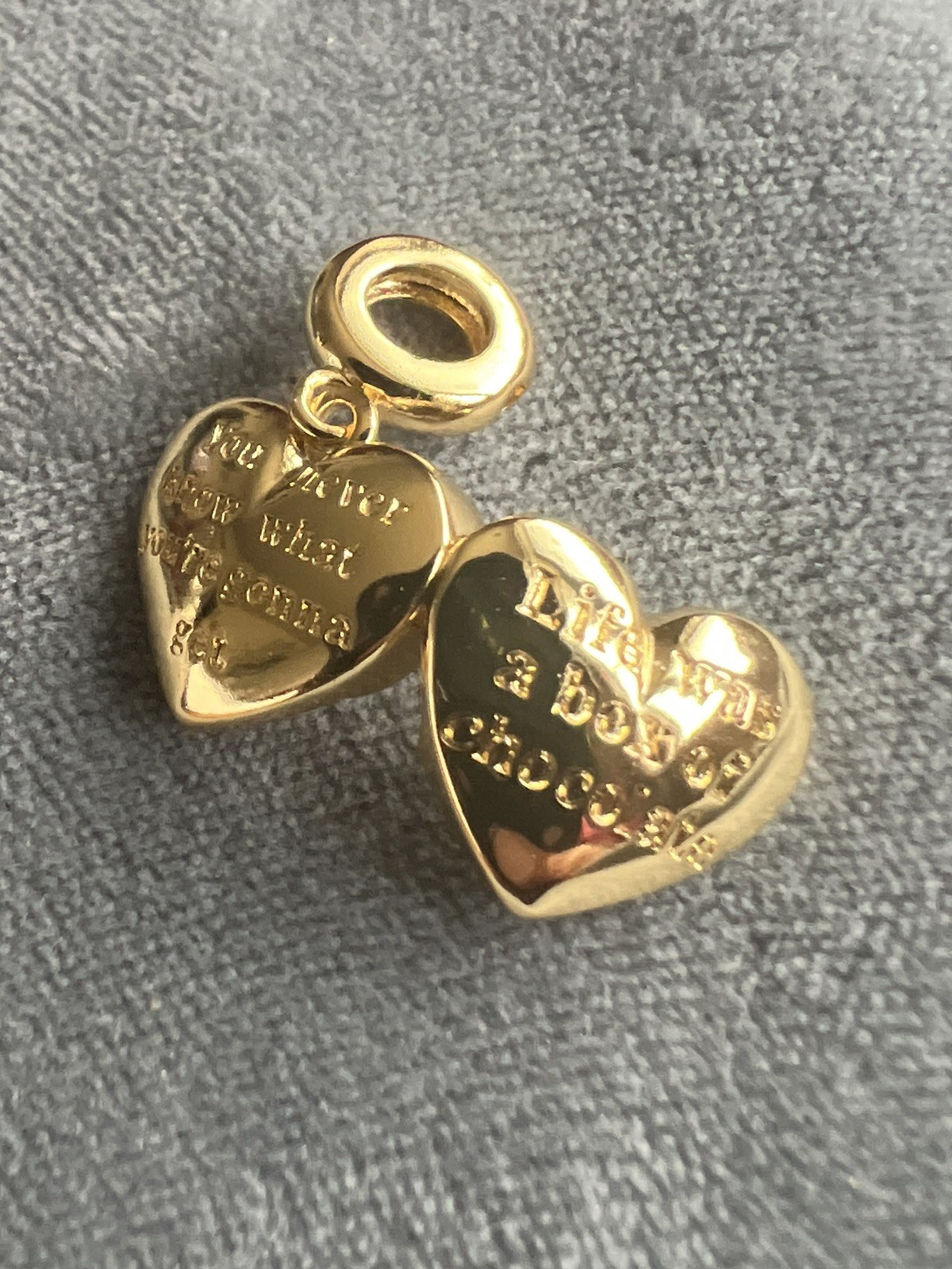 New Marked 925 Silver Gold Plated Box Of Chocolate Heart Charm Pendant