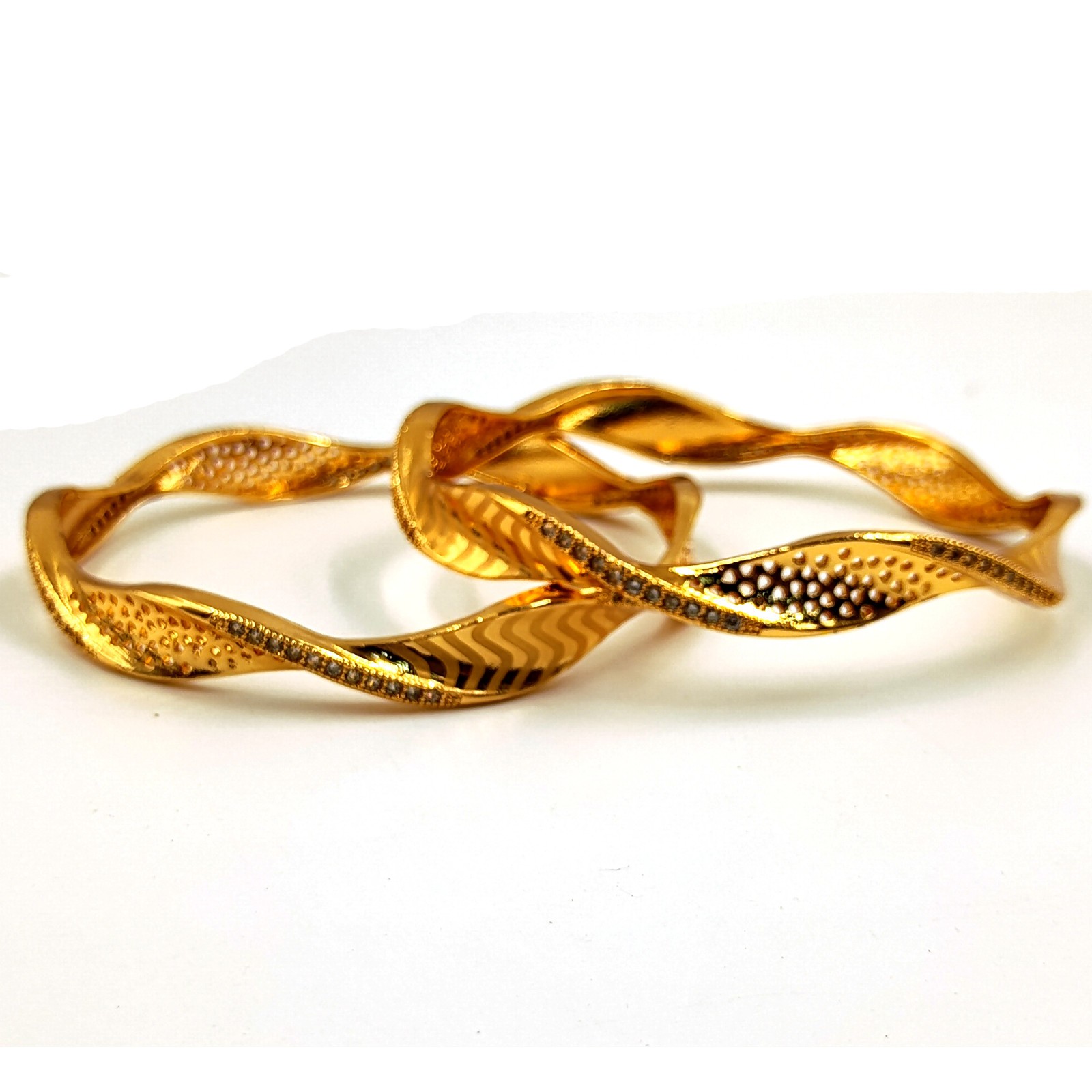 Stunning CZ Bangle Set 22k Rose Gold Plated Fashion Jewelry for Women & Girls