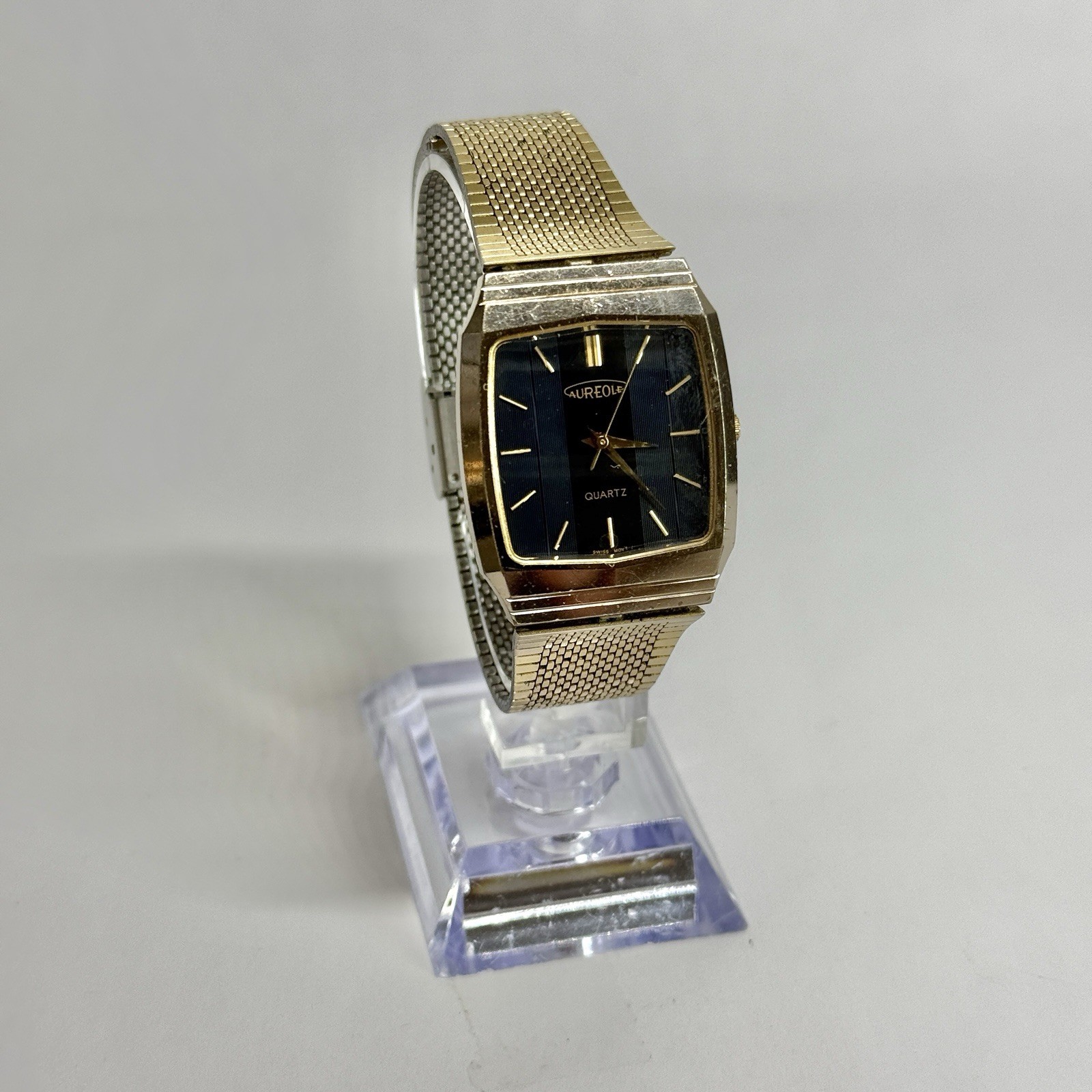 AUREOLE SW-247 Analog Quartz Gold Tone Men Vintage Watch W589 *WORKING