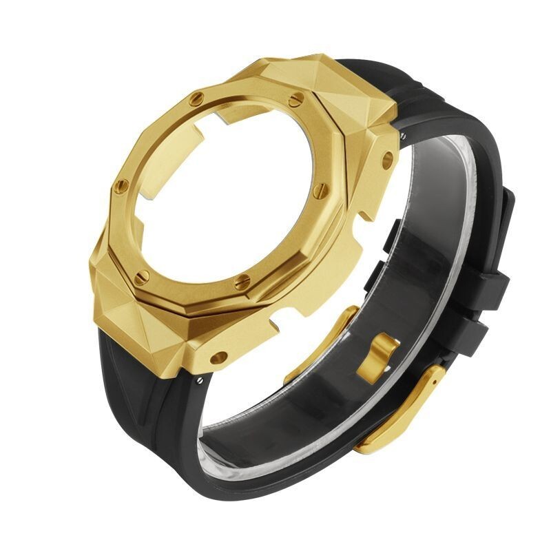 For G-Shock GA-2100 GA2110 CasiOak Mod Kit Steel Diamond Bezel Case Rubber Strap