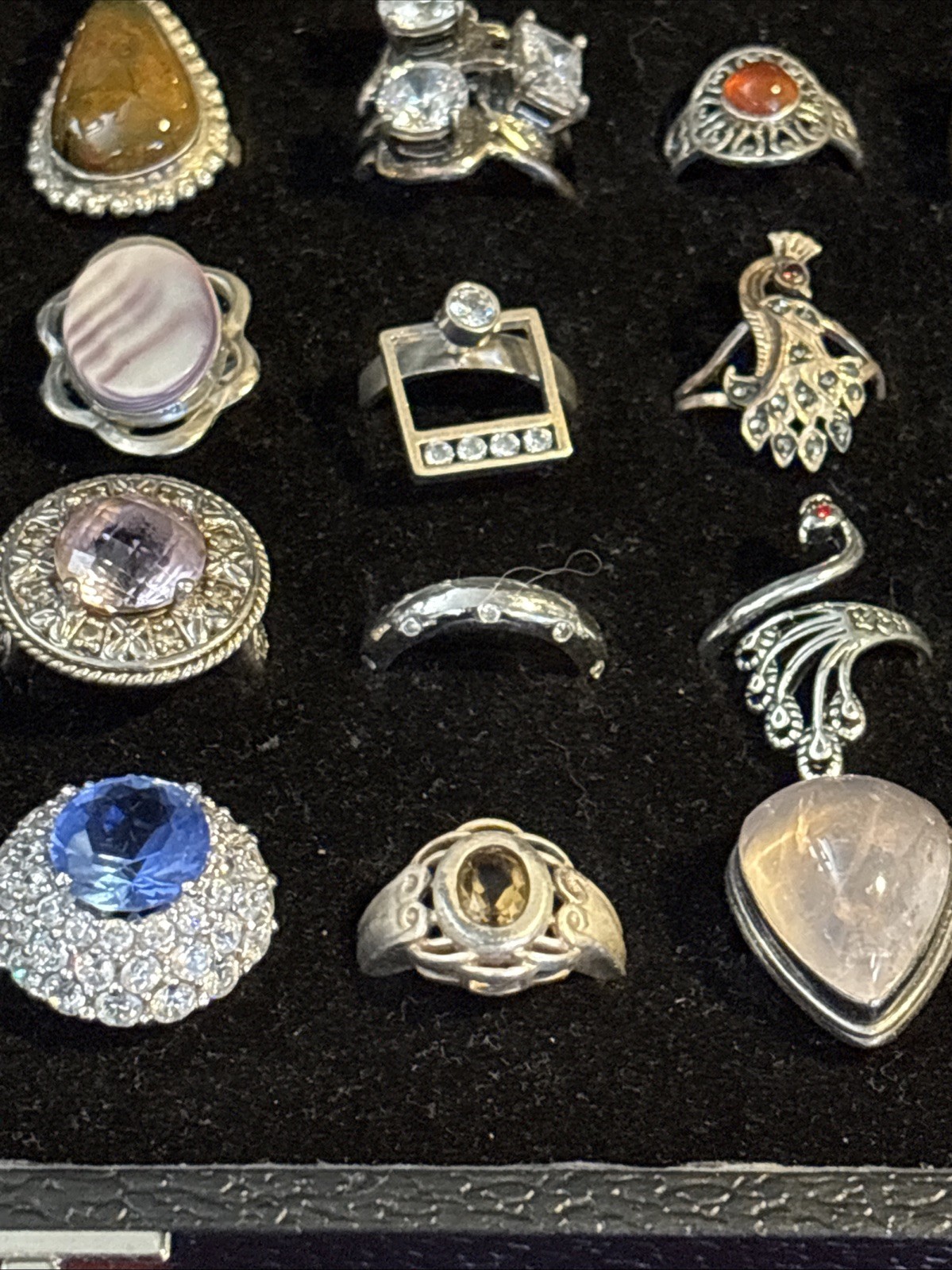925/ Sterling 72 Rings Of Diff Sizes ,Stones And Styles Vtg / newCollection
