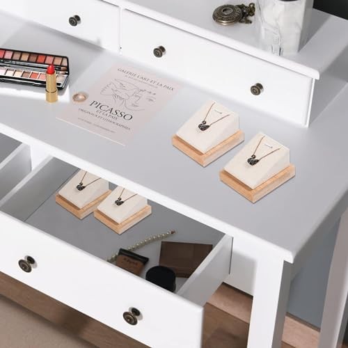 4Pcs Bamboo Necklace Holder Organizer Pendant Jewelry Dispaly Stand Beige 4pcs