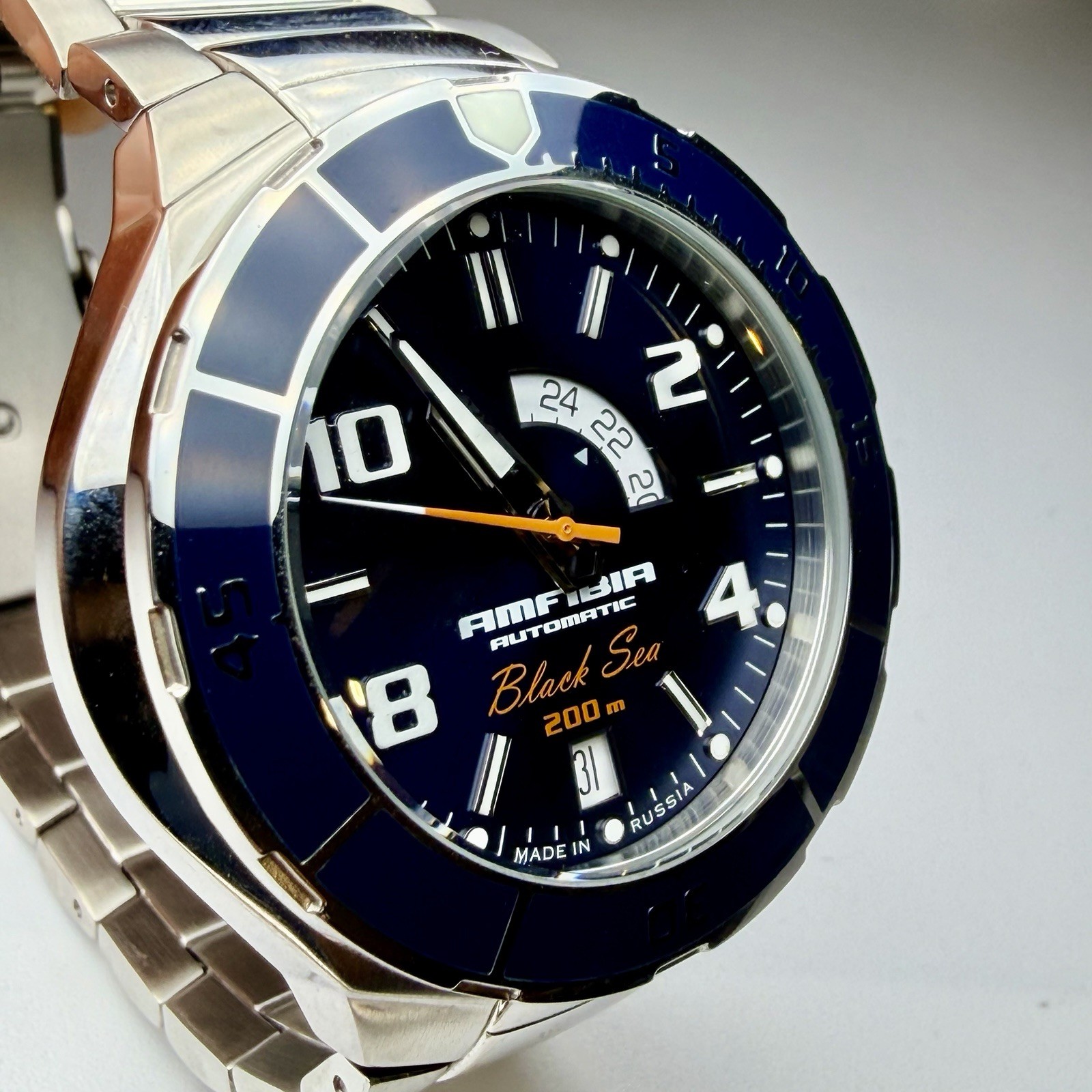 Vostok Amphibia Black Sea Automatic 24hr Blue Men’s 44mm Dive Watch 2432/440795