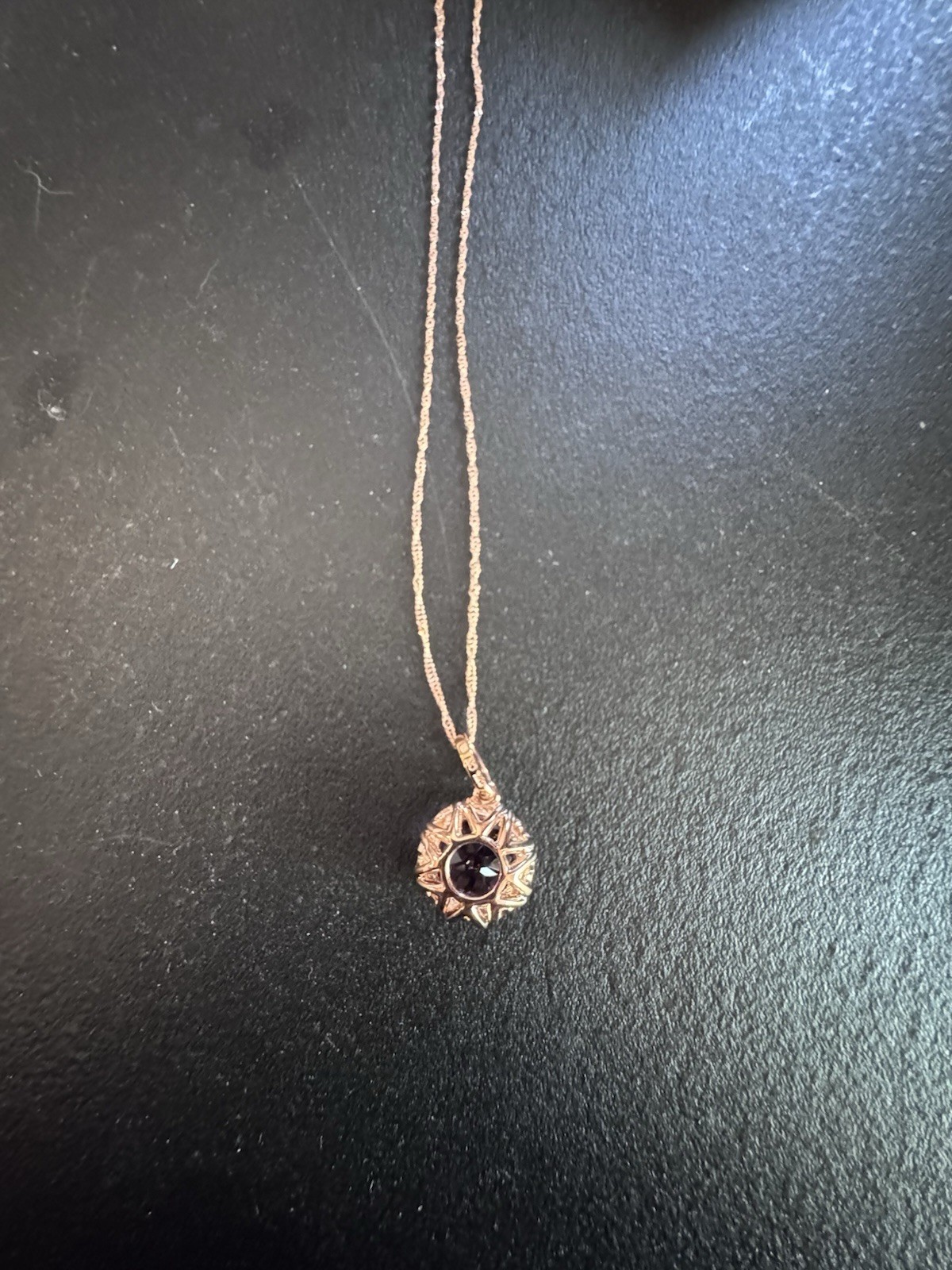 Ross-Simons 18k Rose Gold Natural Purple Amethyst Pendant Necklace 18in Rope