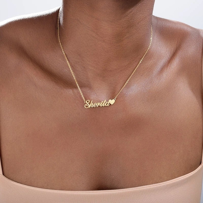 Personalized Custom Name Necklace Women Stainless Steel Nameplate Pendant Gift