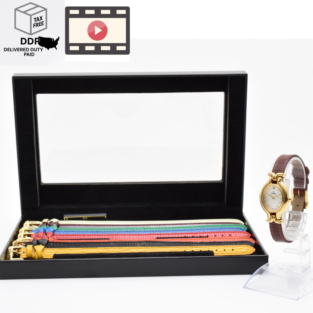 [Near MINT w/ Box] FENDI 640L 9 Colors Change Belt Gold 24mm Women’s Quartz