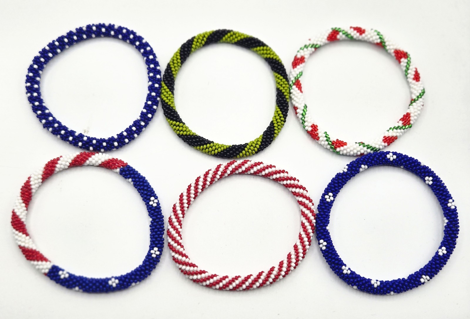 6 PCS NEPAL Glass Seed Bead Handmade Beaded Crochet Roll On Bracelets-Jewelry