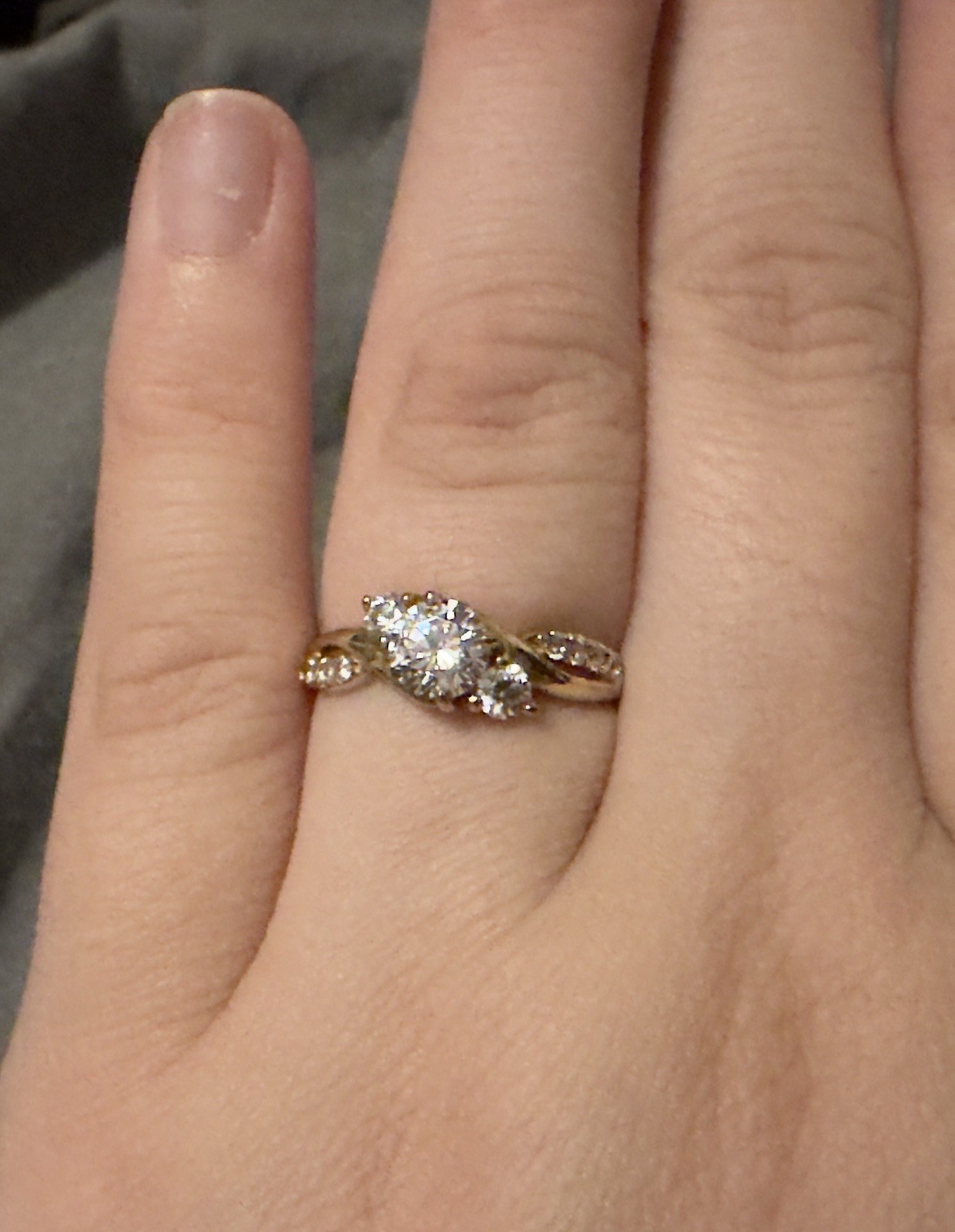 Brilliance Fine Jewelry 3-Stone Cubic Zirconia Engagement Ring 10K YellowGold 7
