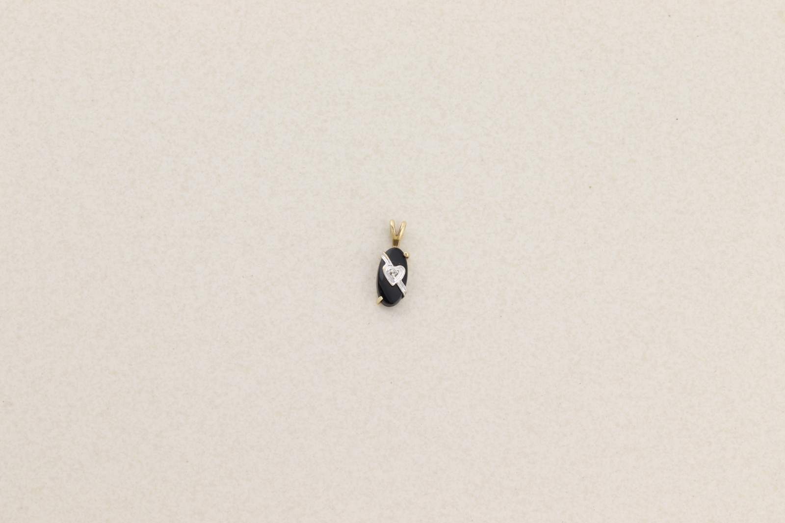 Pendant Only 10k Yellow Gold Onyx & Diamond Pendant 3/4″ x 1/4″ inch