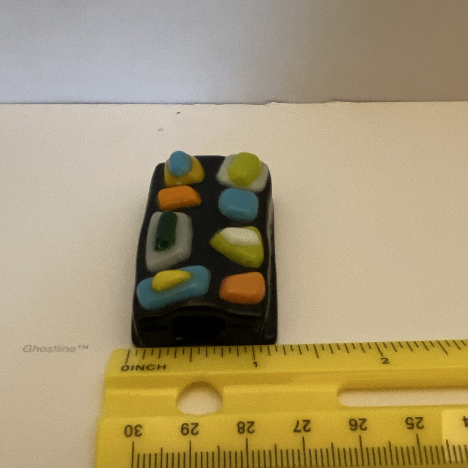 Fused Glass Silver Tone Bail Rectangle Glass Charm Pendant Multicolor Handmade