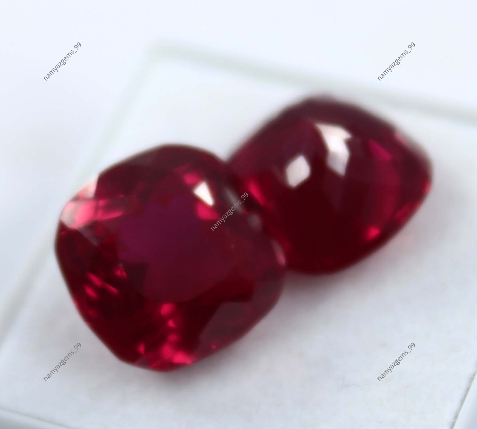 Natural Ruby Square Shape 18 Ct CERTIFIED Pigeon Blood Red Loose Gemstone Pair