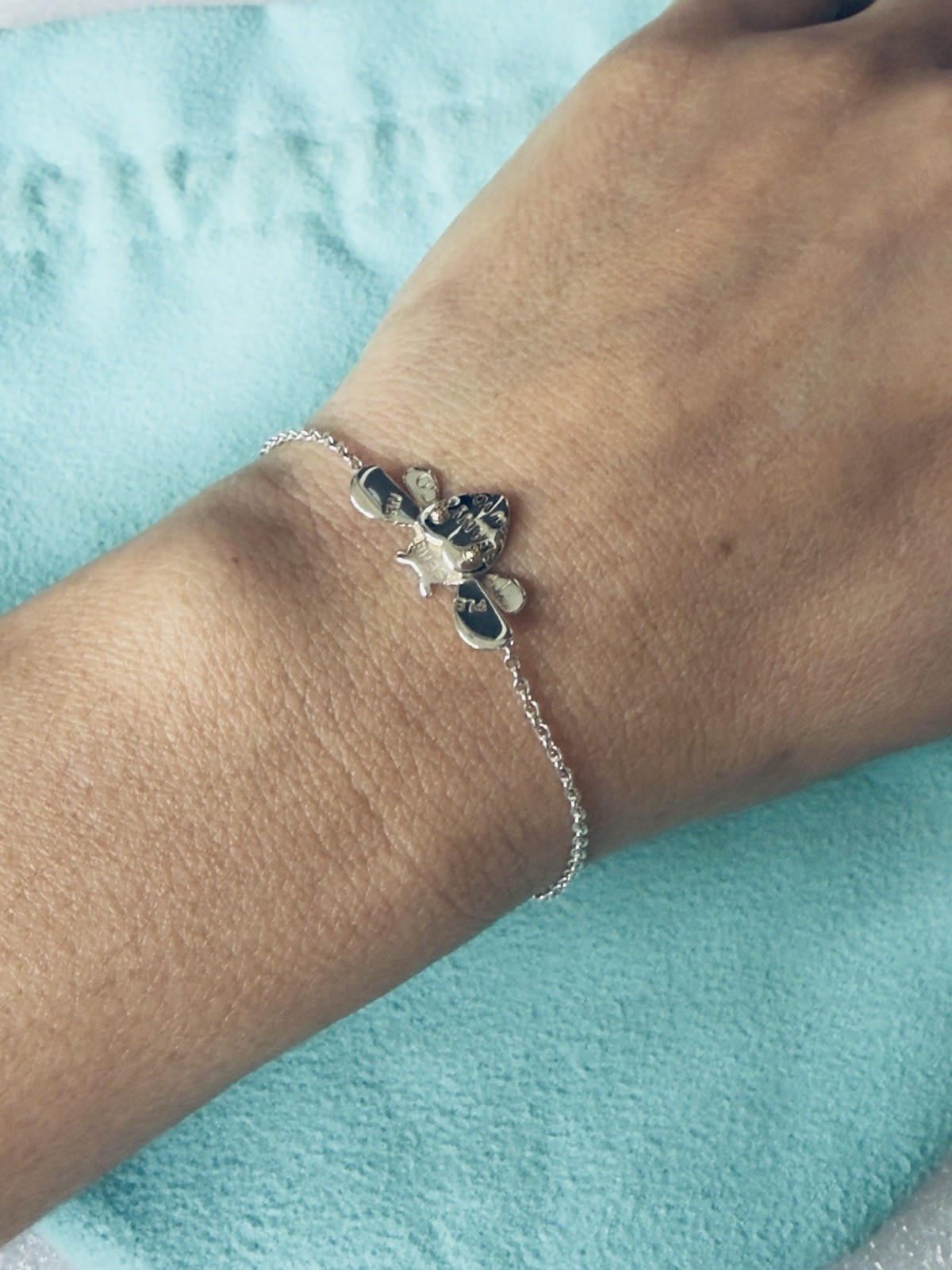 Return to Tiffany & Co. 925 Silver 18K Gold Love Bug Bee 6.3”or 7″ Bracelet