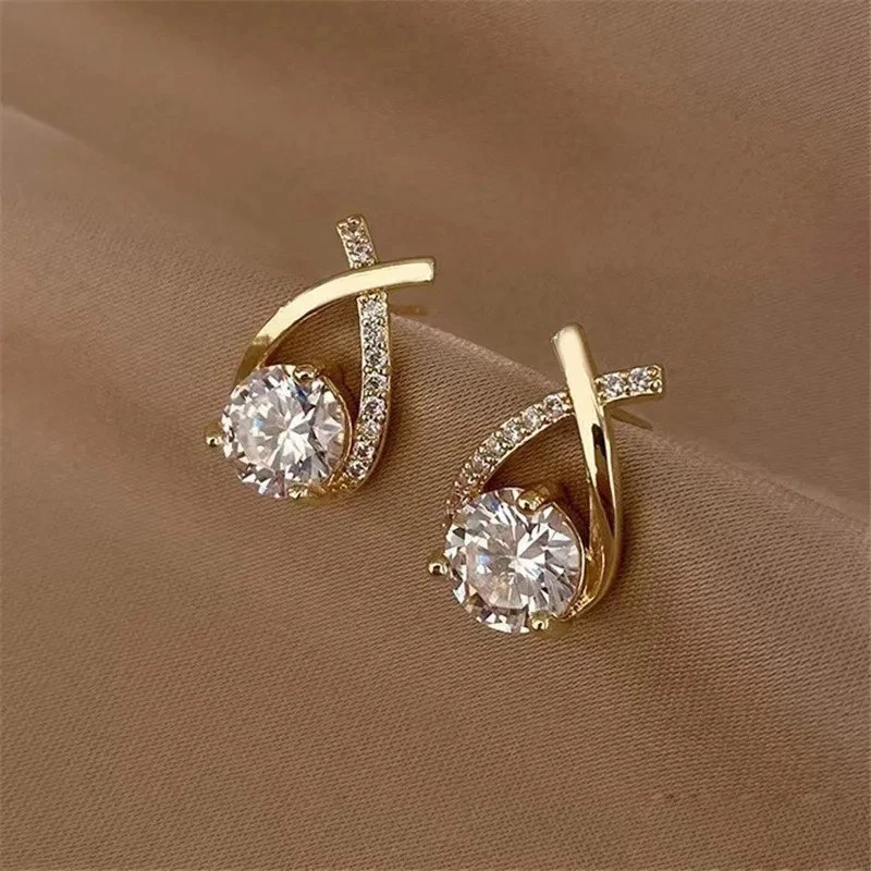 Womens 18k Gold Plated Hoop Earrings Crystal Drop Dangle Elegant Fashion Jewelry