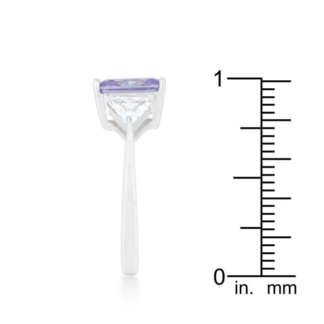 Classic Lavender White Gold Rhodium Plated Engagement Ring Cubic Zirconia 4.5ct