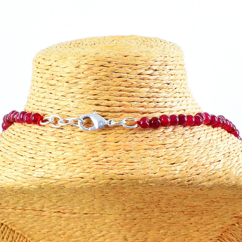 90.00 Cts Earth Mined Ruby Round Shape Beads Single Strand Necklace NK 09E123