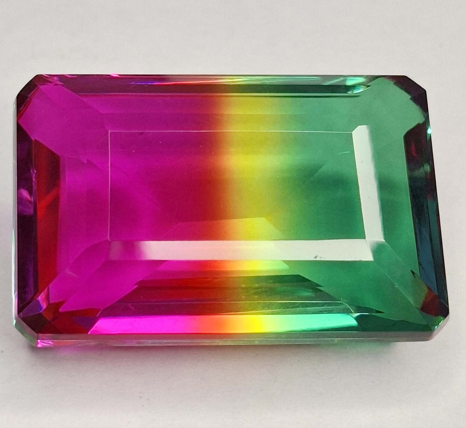 Emerald Cut Natural Tourmaline Multi Colour 91-93 Ct Loose Gemstone RK1112