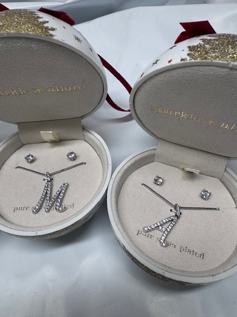 SparkleAnd Allure Jewerly Set-Comes In Holiday Ornament-DIFF LETERS TO CHOOSE