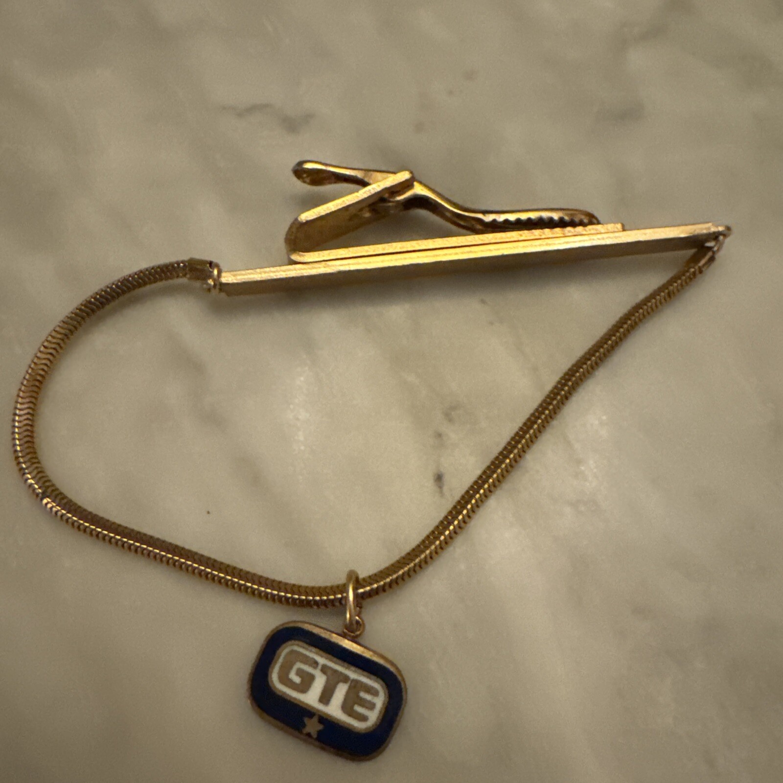 Snake Chain Gold Tone Tie Clip Bar Retro Formal Vintage GTE EMBLEM 10K GF