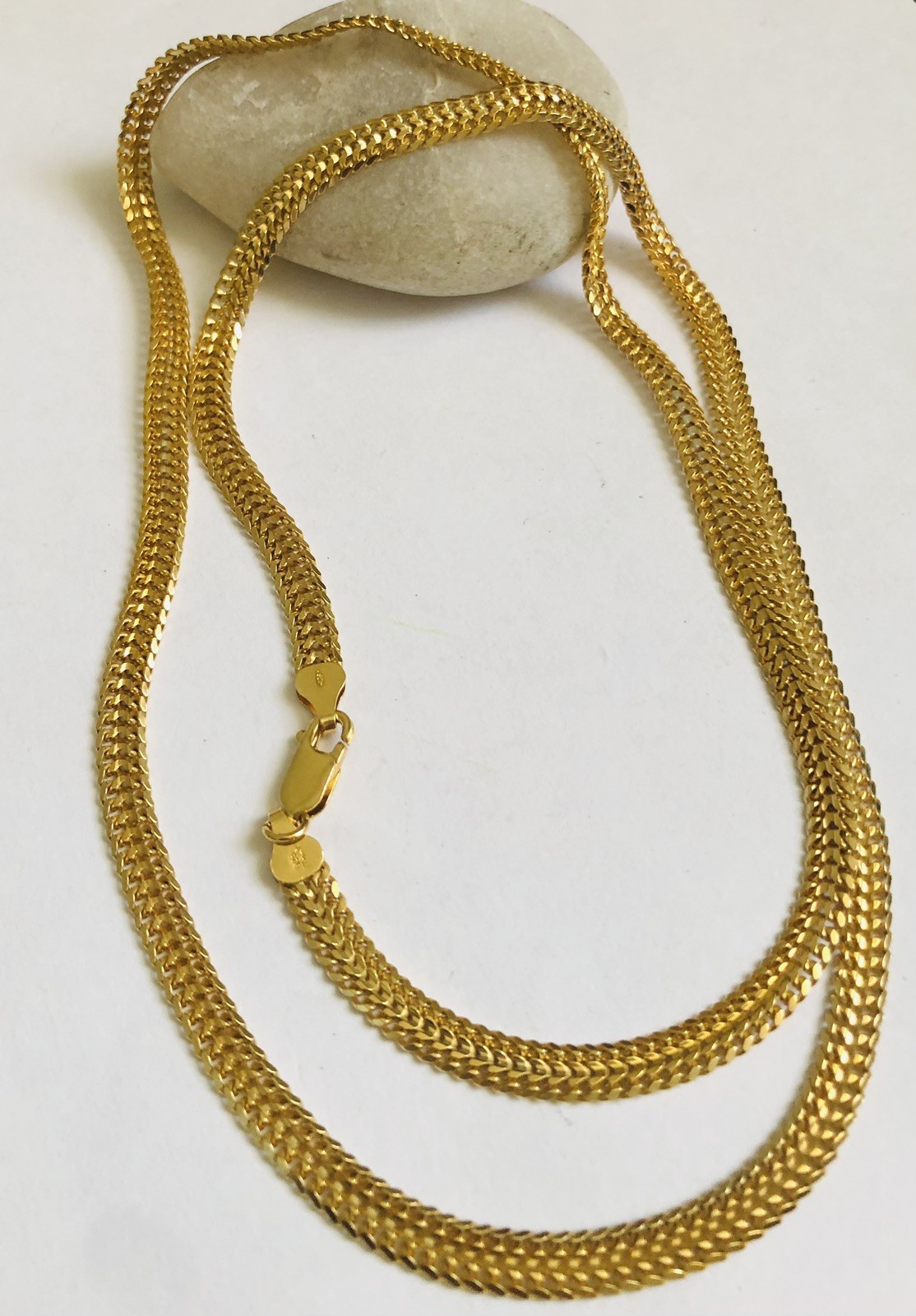 Vtg 925 Vermeil Yellow Gold HCT Italy,Beautiful Shiny Long Necklace,Heavy 29grms