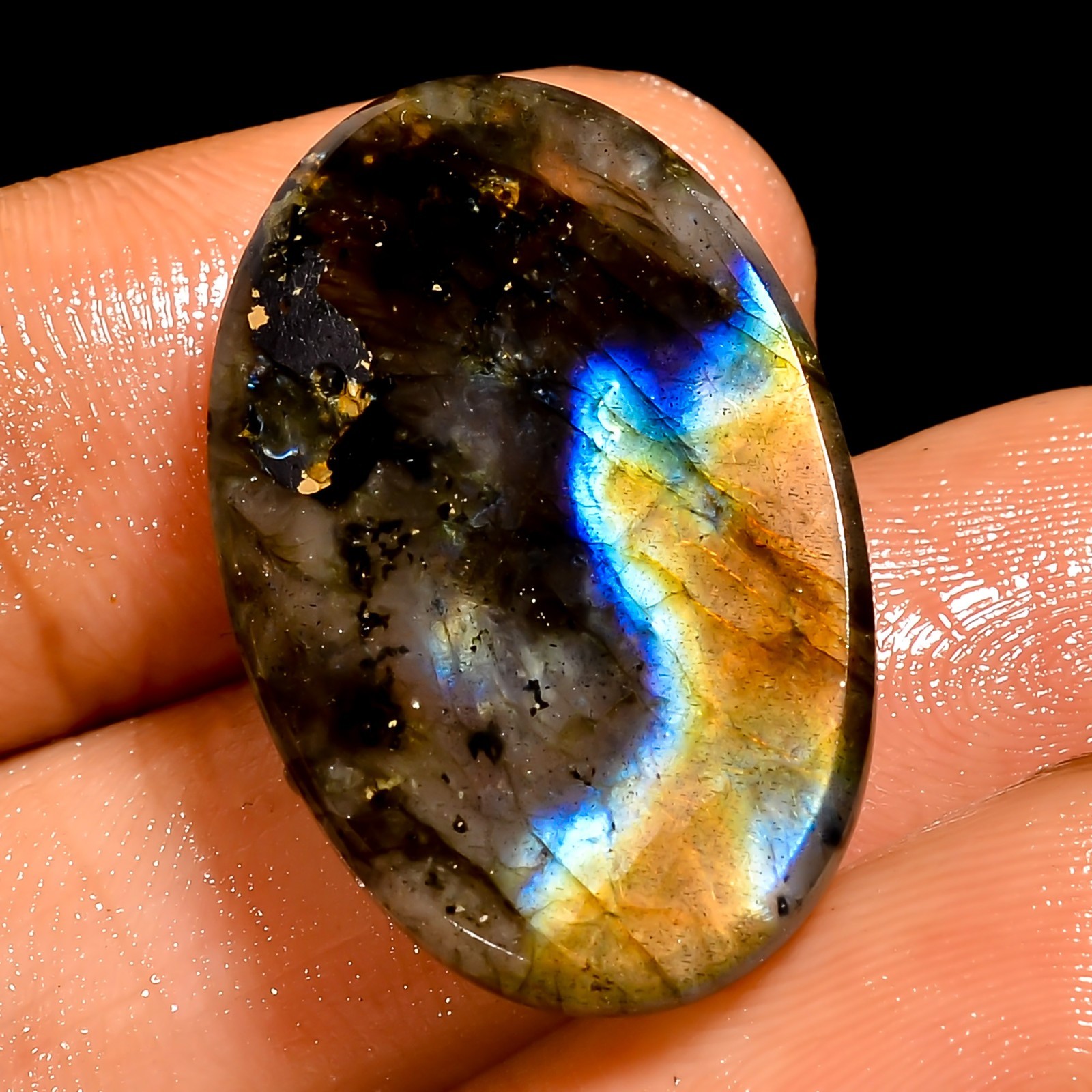 23.5 Ct Natural Labradorite Oval Cabochon Loose Gemstone For Pendant 26X16X6 mm