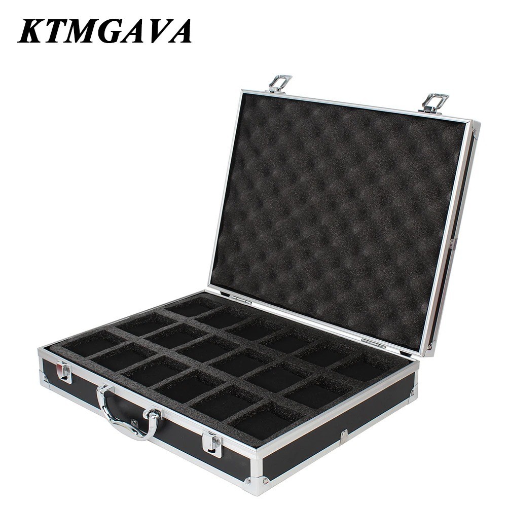 10/12/18 Slots Locking Watch Display Briefcase W/ Anti-Sleek Pads Box Jewellery