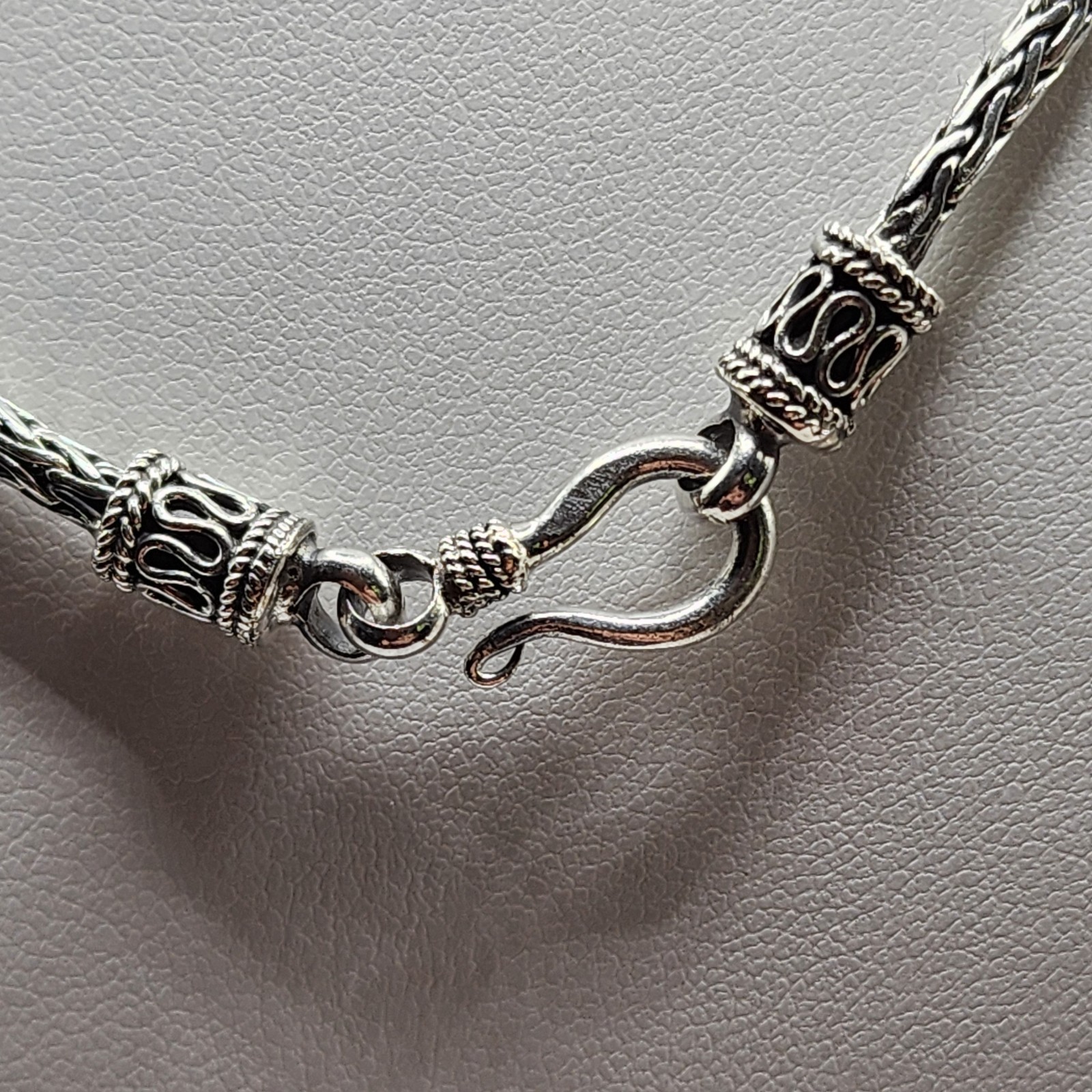925 NEW Sterling Silver Oxidized Bali Foxtail Chain 18″ 2.5mm Width