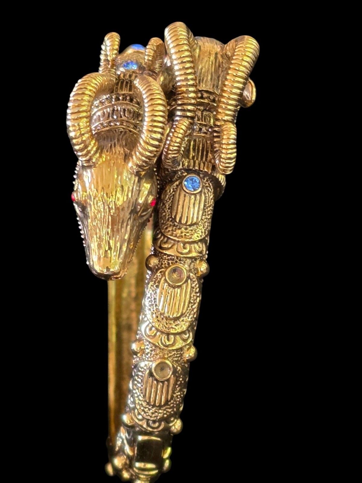 JBK Jackie Kennedy Crystal Double Ram’s Head Bangle Aries Camrose & Kross