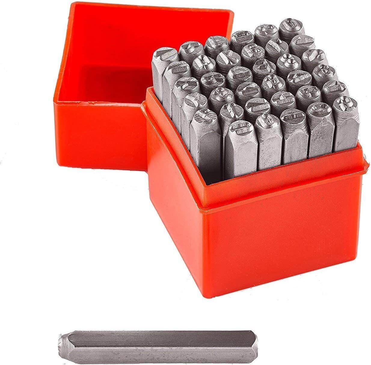 36pc 1/4″ Steel Metal Capital Letter & Vector Number Punch Stamp Set Stamping