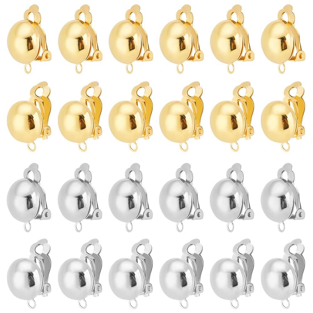 40pcs Clip-on Earring Converters, Brass Easy Open Loop Findings for Non-Pierced