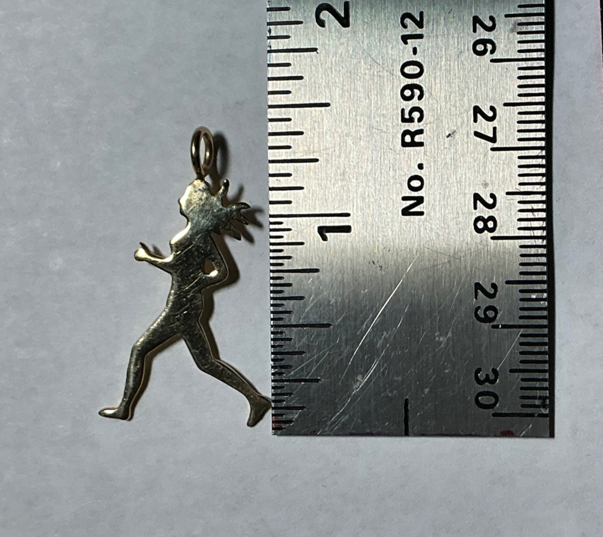 14K Gold Pendant~Female Marathon, Runner, Jogger~2gm. over 1”, preowned, unused.