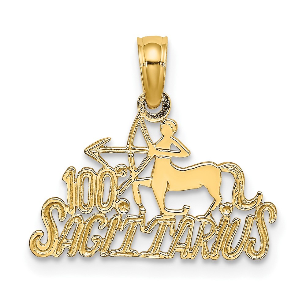10K Yellow Gold 1 SAGITTARIUS Zodiac Charm Pendant L-14 mm, W-17.4 mm