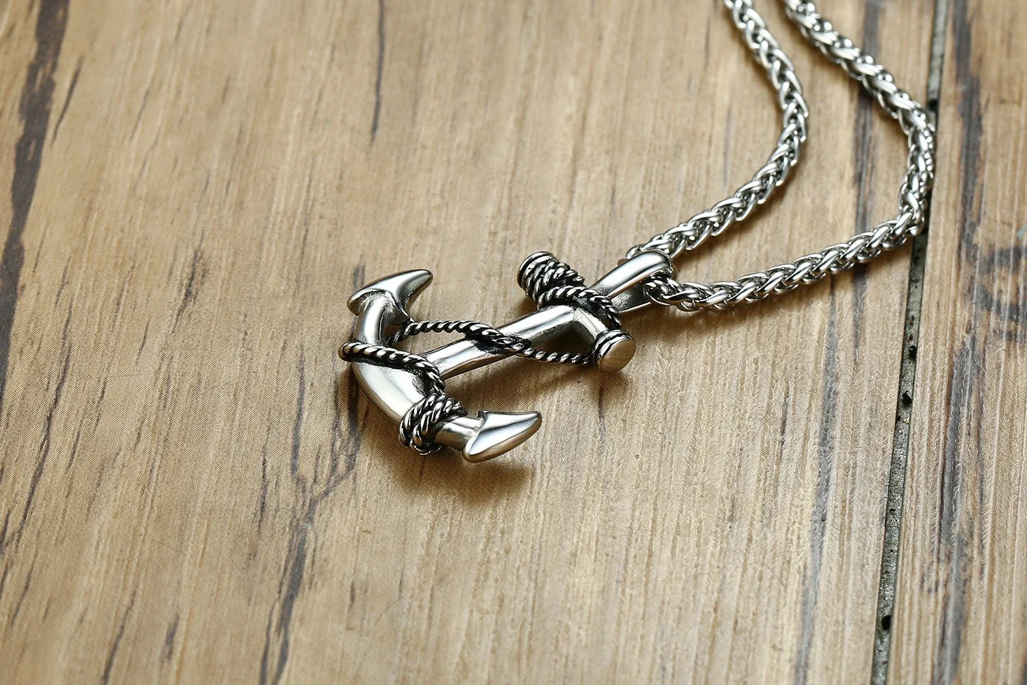 Sea Anchor Pendant Necklace Men Punk Rock Hip Hop Jewelry Gift