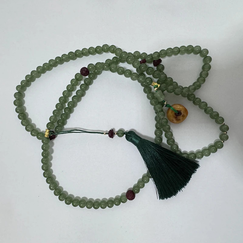 Retro Ethnic Style Necklace Chinese Style Beaded Tassel Choker Natural Stone Pra