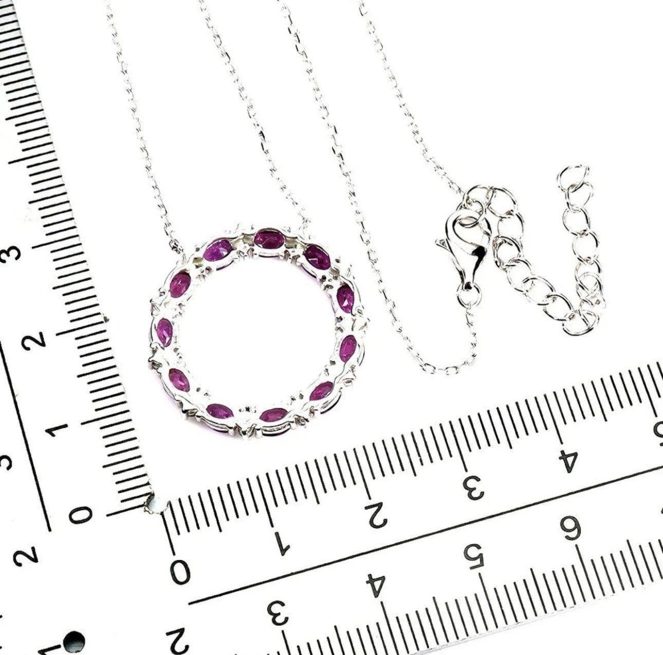 925 Sterling Silver Necklace Oval Rhodolite Garnet 4x3mm Gemstone Jewelry 18in