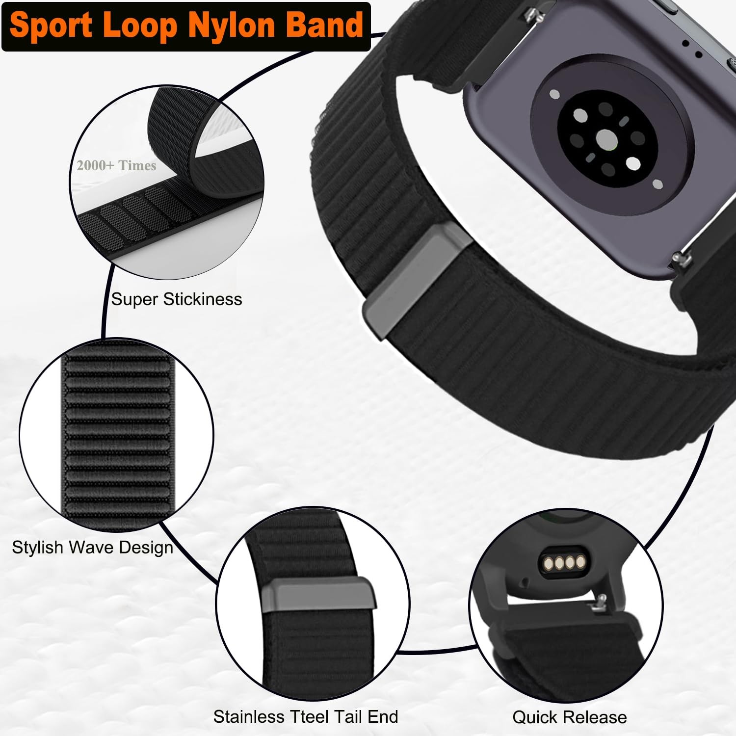 22mm Nylon Watch Band for Amazfit Bip 6, GTR 4, GTR 3 Soft Sport Straps