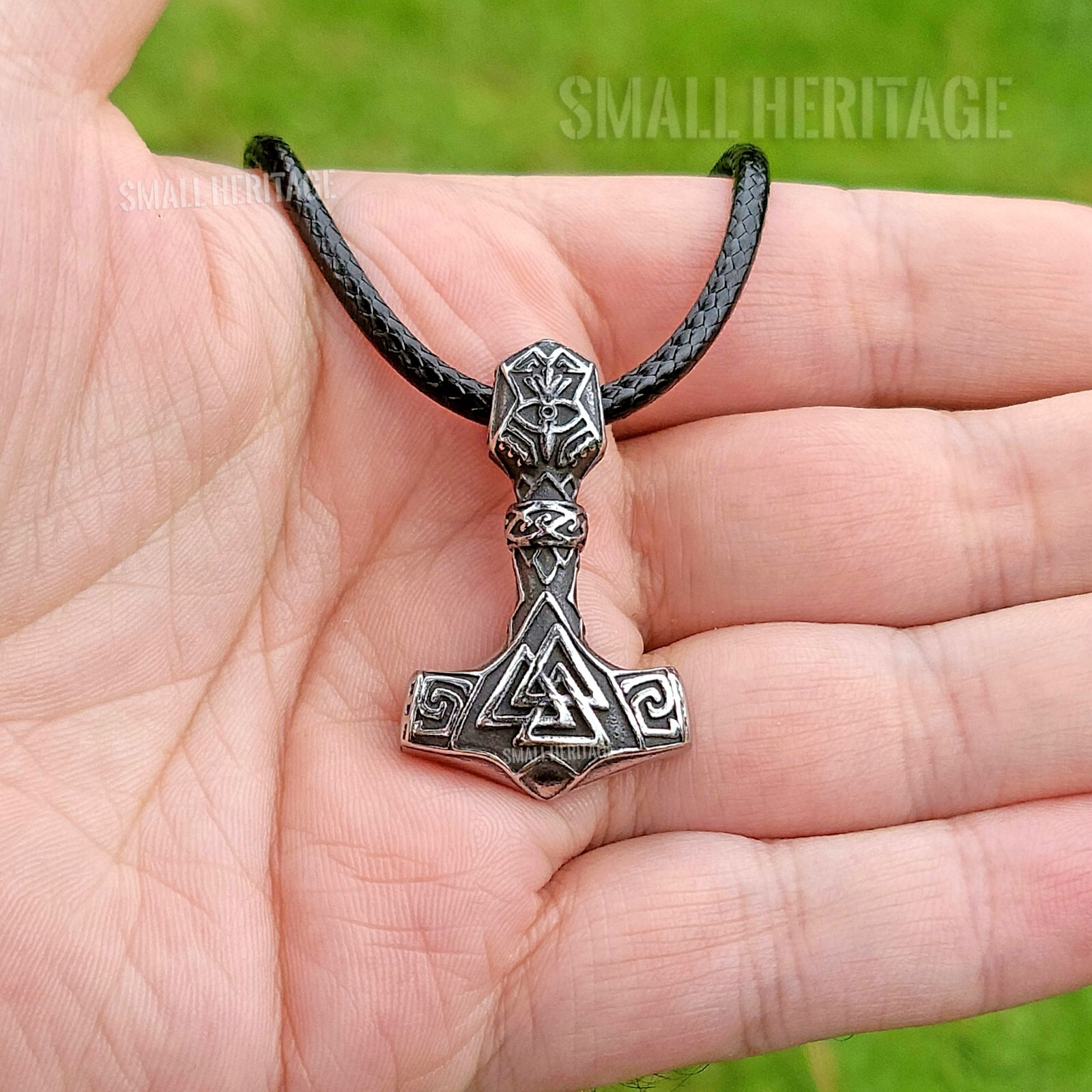 Viking Mjolnir Hammer Small Pendant Valknut Stainless Steel Necklace Silver Gold