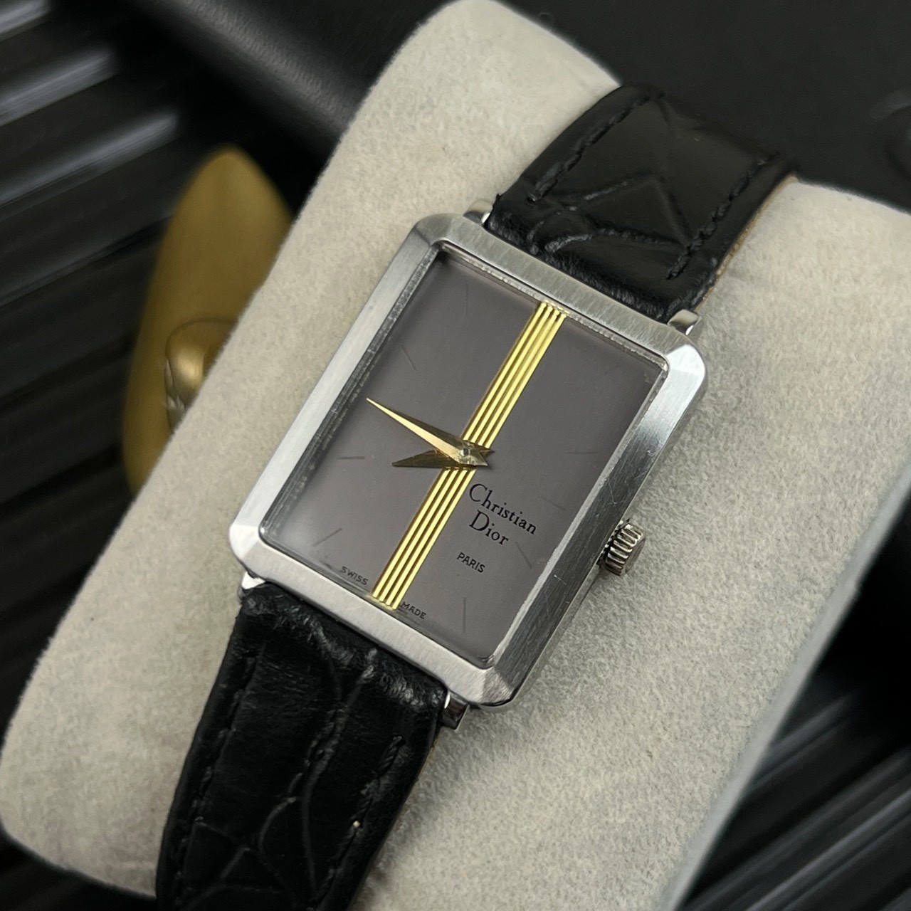 Vintage Christian Dior Rectangular Grey Dial Circa 1970 s’ Manual Winding