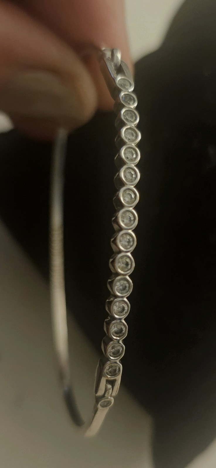 Henri Bendel Bangle Bracelet Silver/ Clear Stones Original Stamped