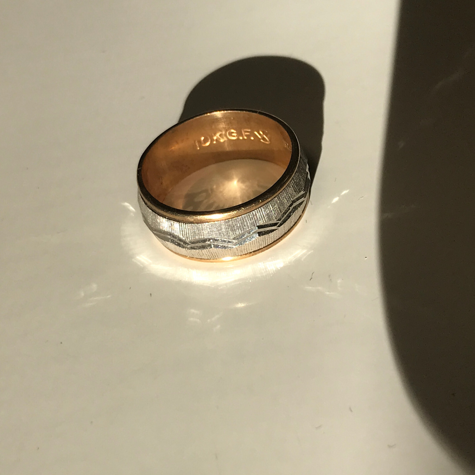 Vintage Stamped 10kt Gold Filled & Sterling Silver Ring Band Sz 8 WS JD Schlang