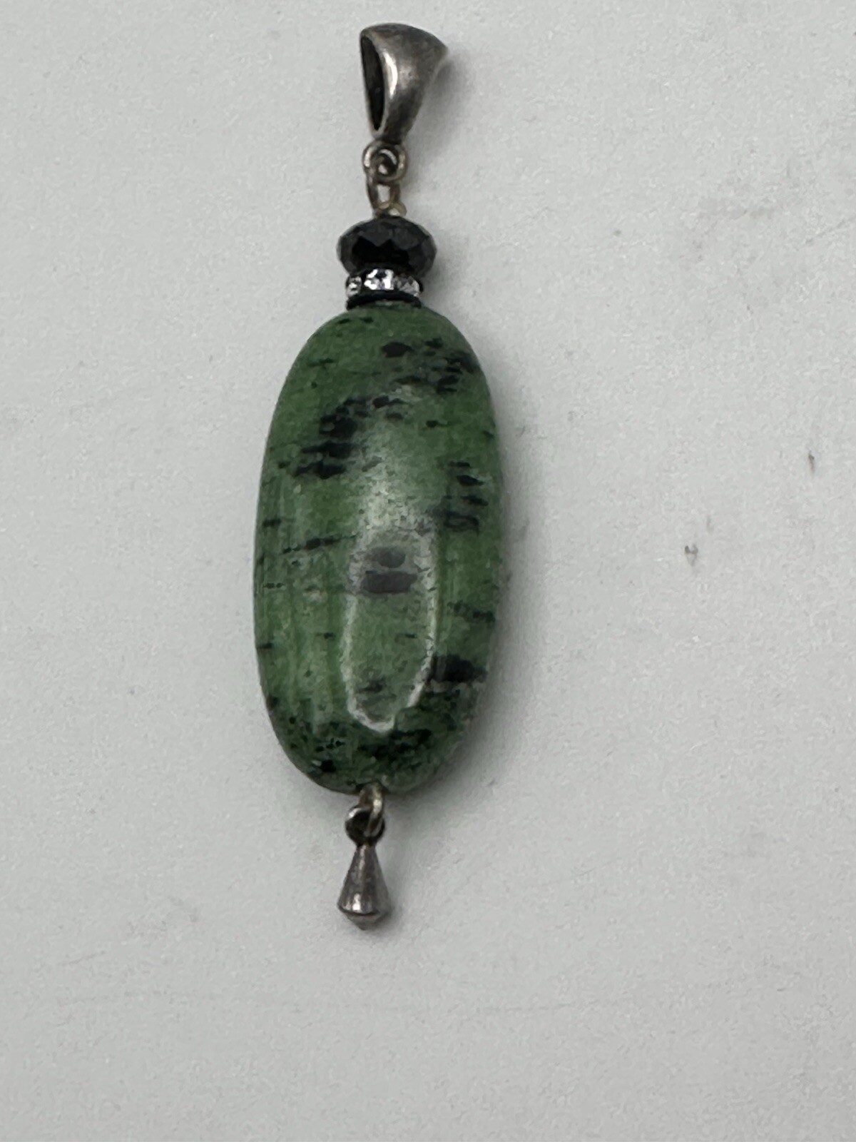 Natural Ruby Zoisite Oval Cabochon Gemstone Pendant 925 Bale