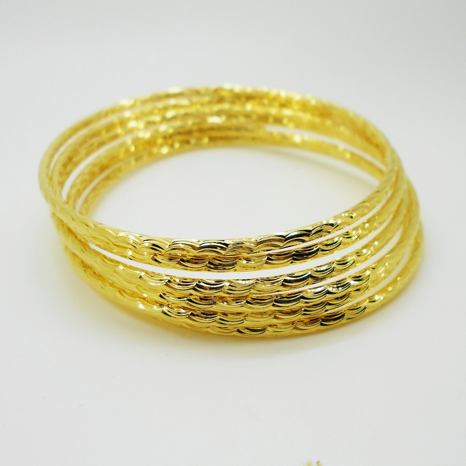 Set 6 Bracelets Bangle 18K 23K 24K Thai Baht Yellow Gold Plated Gift For Her