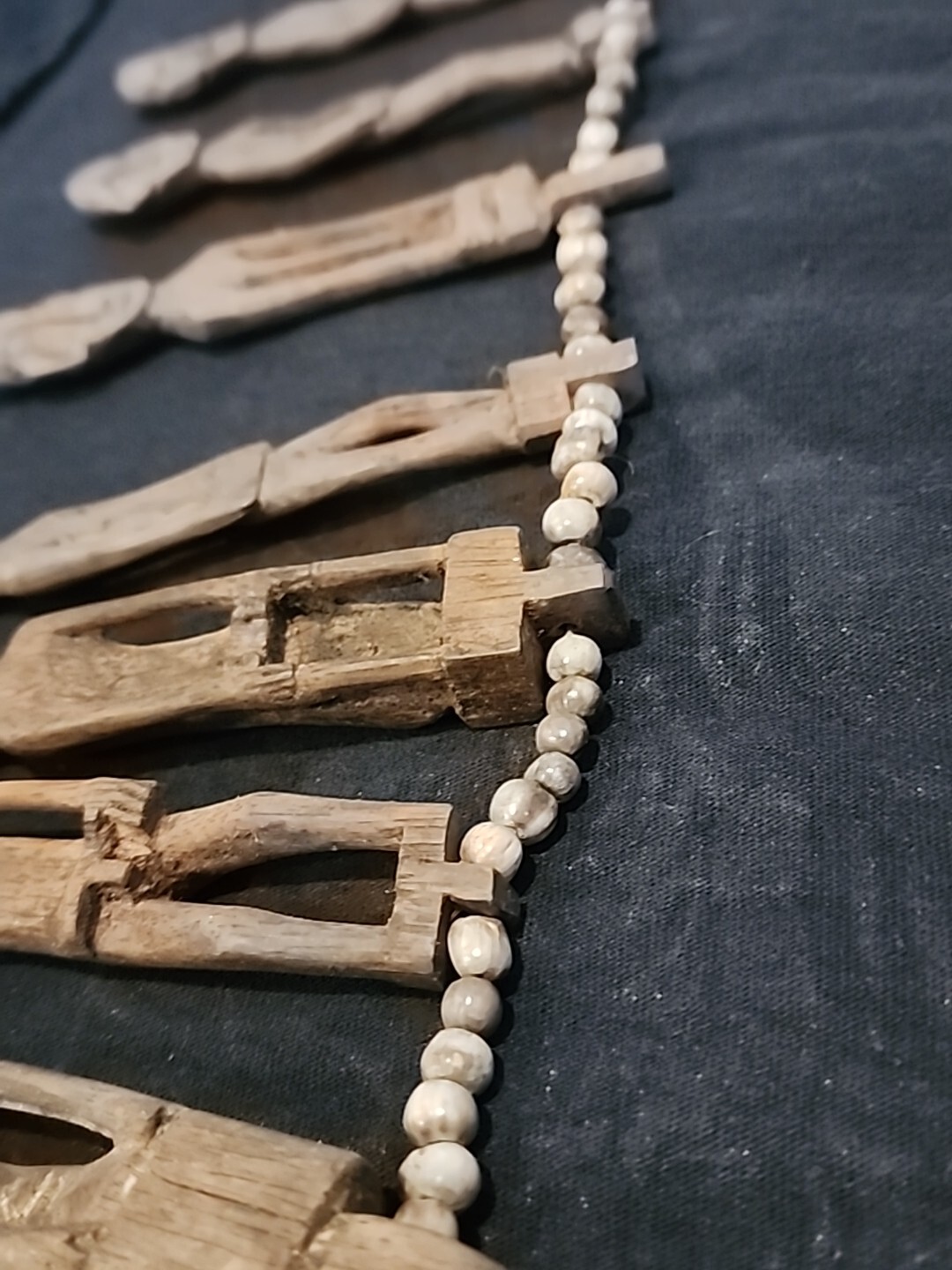 Antique Dayak Beaded necklace Headhunter tribal shaman relic #2