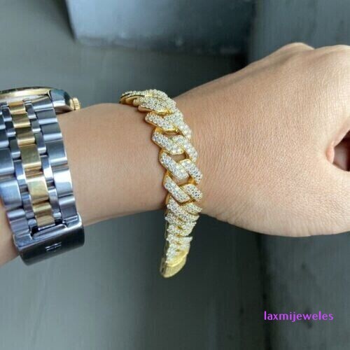 20Ct Lab-Created Diamond Tennis Bracelet 14K Gold Over Men’s Iced Cuban Link