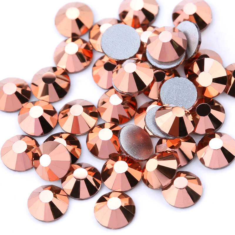 Rose Gold Nail Art Rhinestones FlatBack Glitter Crystal Gems Tips DIY Decoration