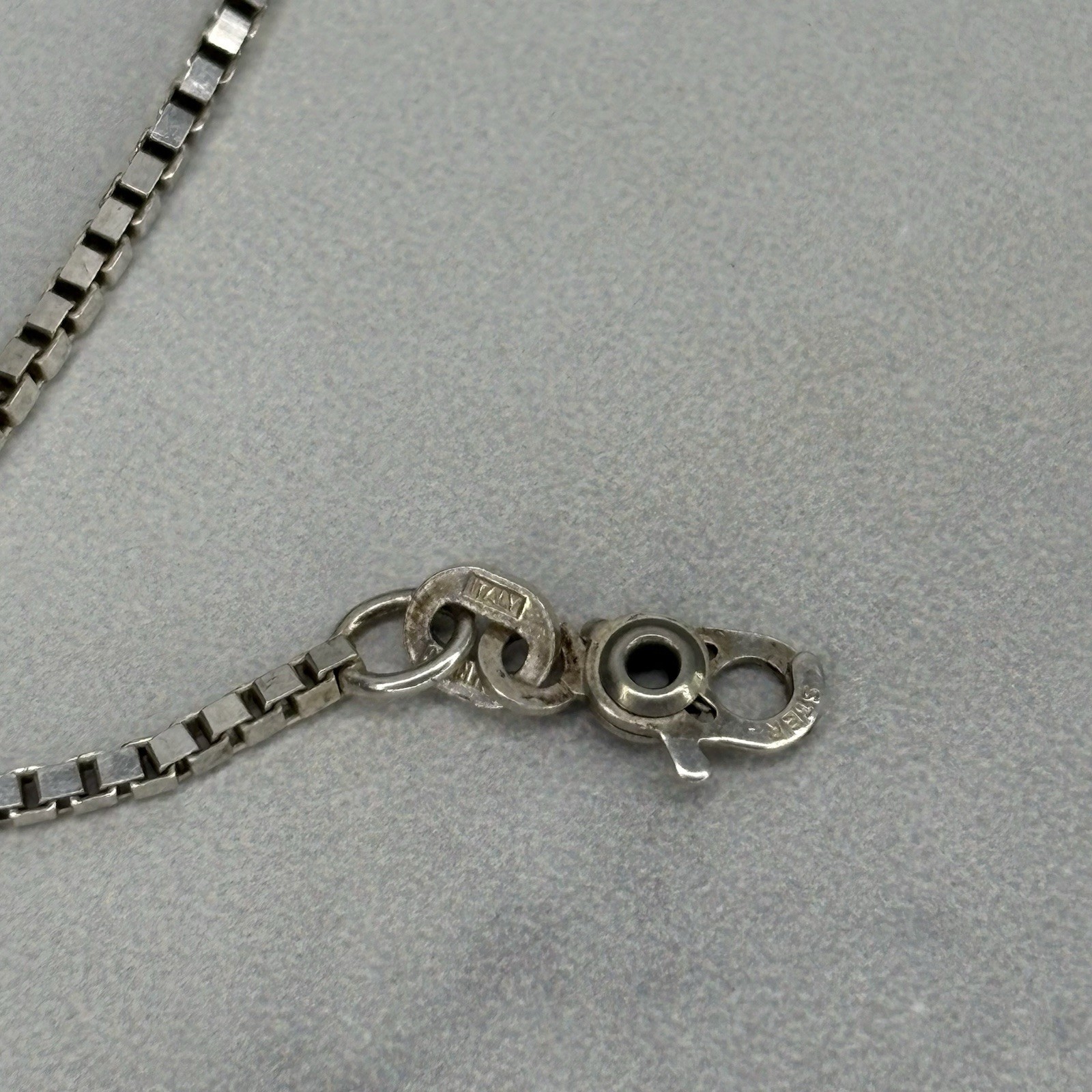 Ciani Sterling Silver 2mm Box Link Chain Bracelet Italy Scissor Clasp 6.75”