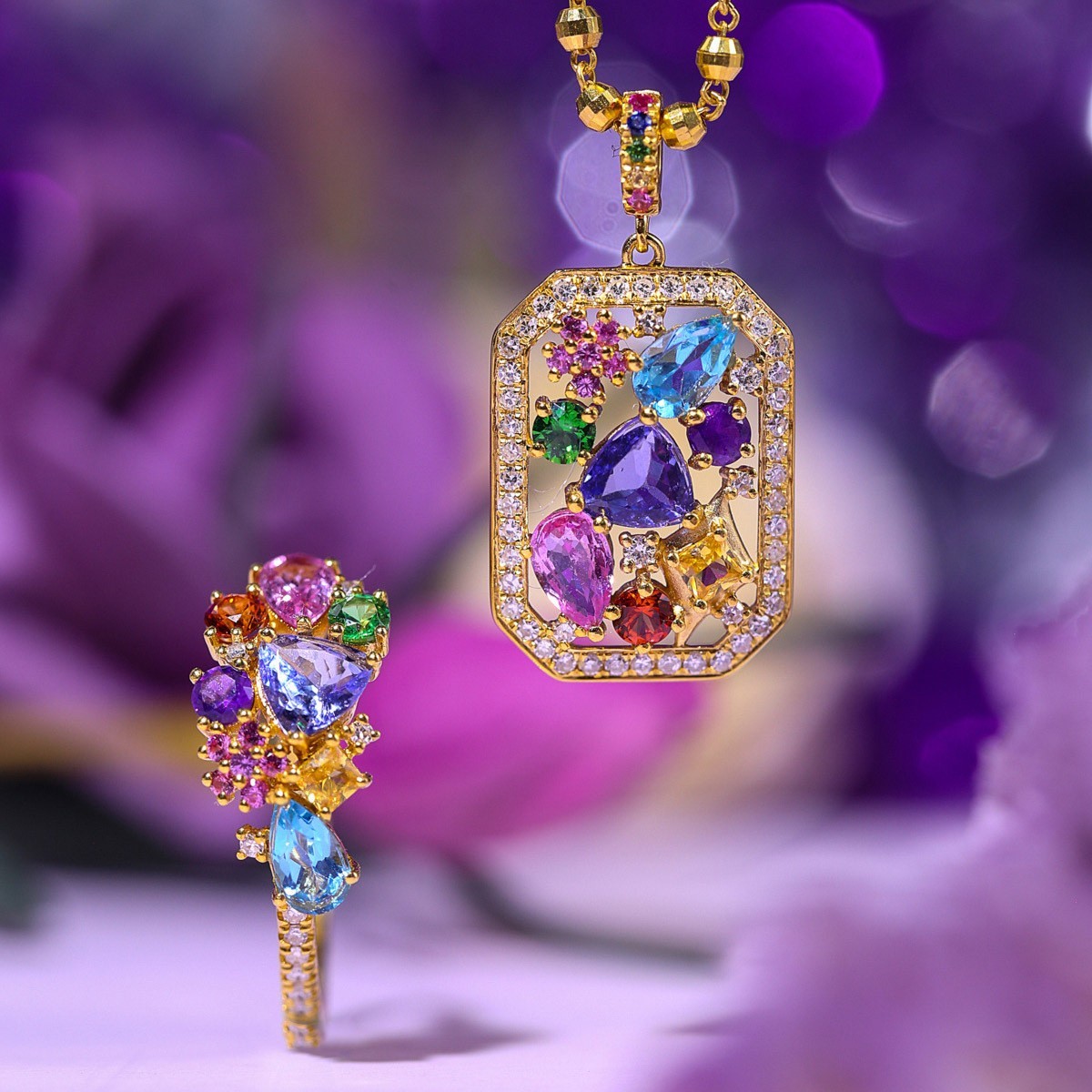 Anillos Y Cadena Elegante Para Damas