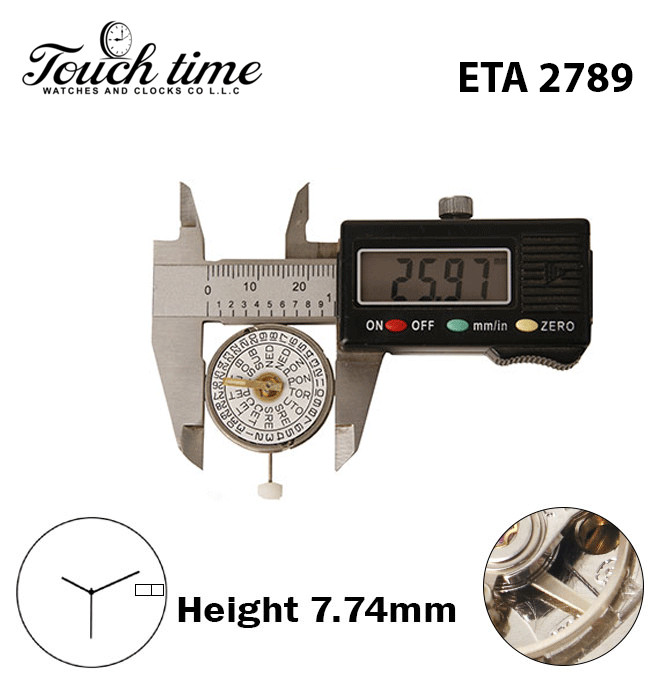 ETA 2789-Swiss Movement-White Date/Czech Day Disk At 3-H:7.74mm-3 Hands