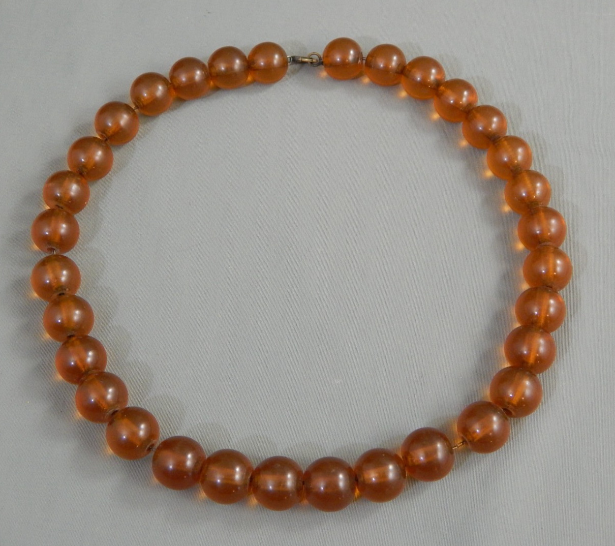 Vintage Antique Honey Cognac Amber Round Bead Choker Necklace 15″ ~ 40g