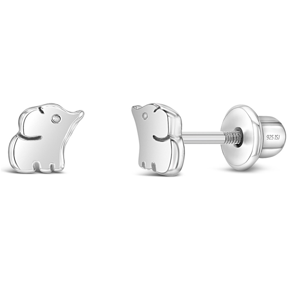 Baby Elephant 4mm Baby / Toddler / Kids Earrings Screw Back – Sterling Silver