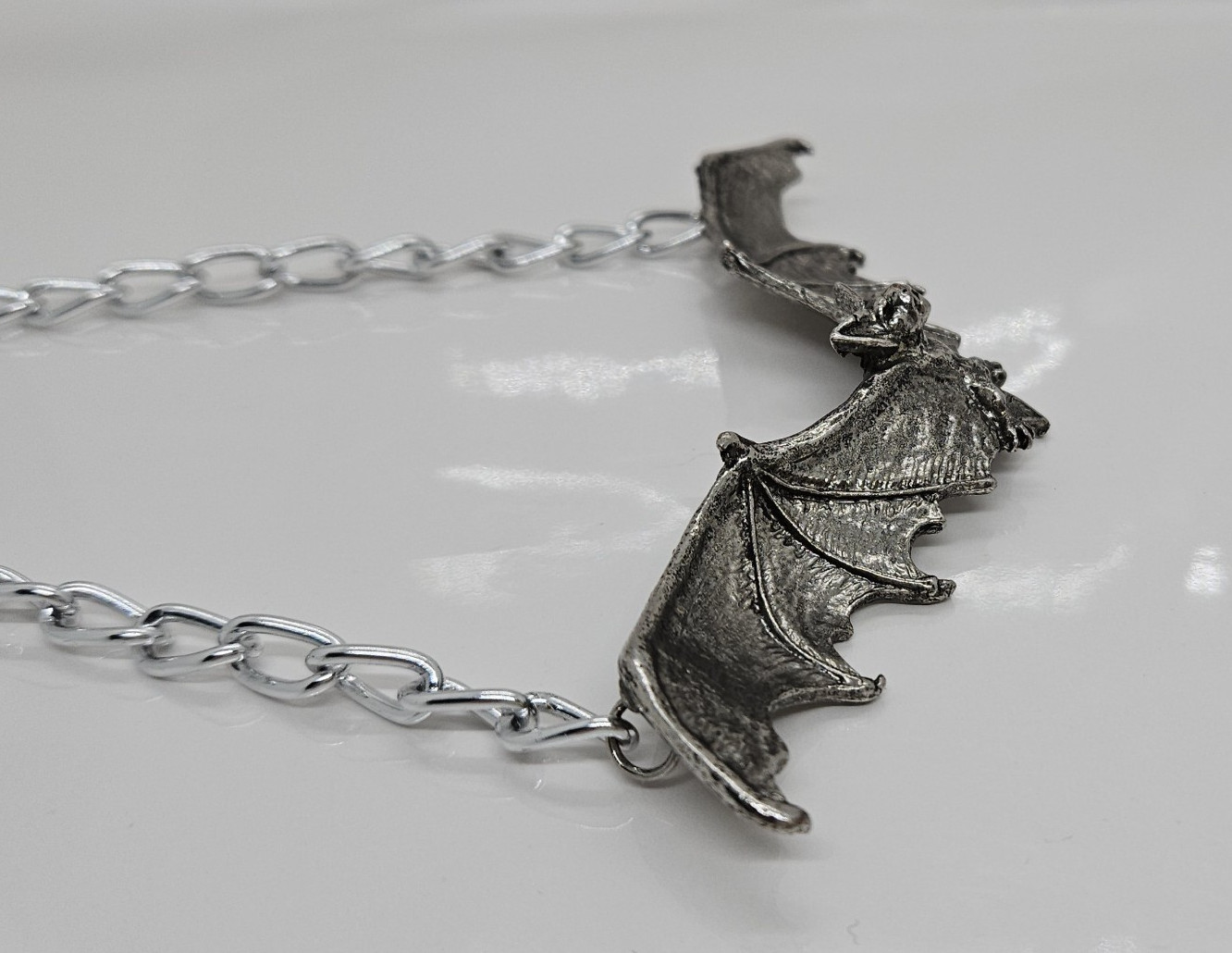 Vintage Bat Pendant Necklace Gothic The Alchemy Carta 1992 England 24″